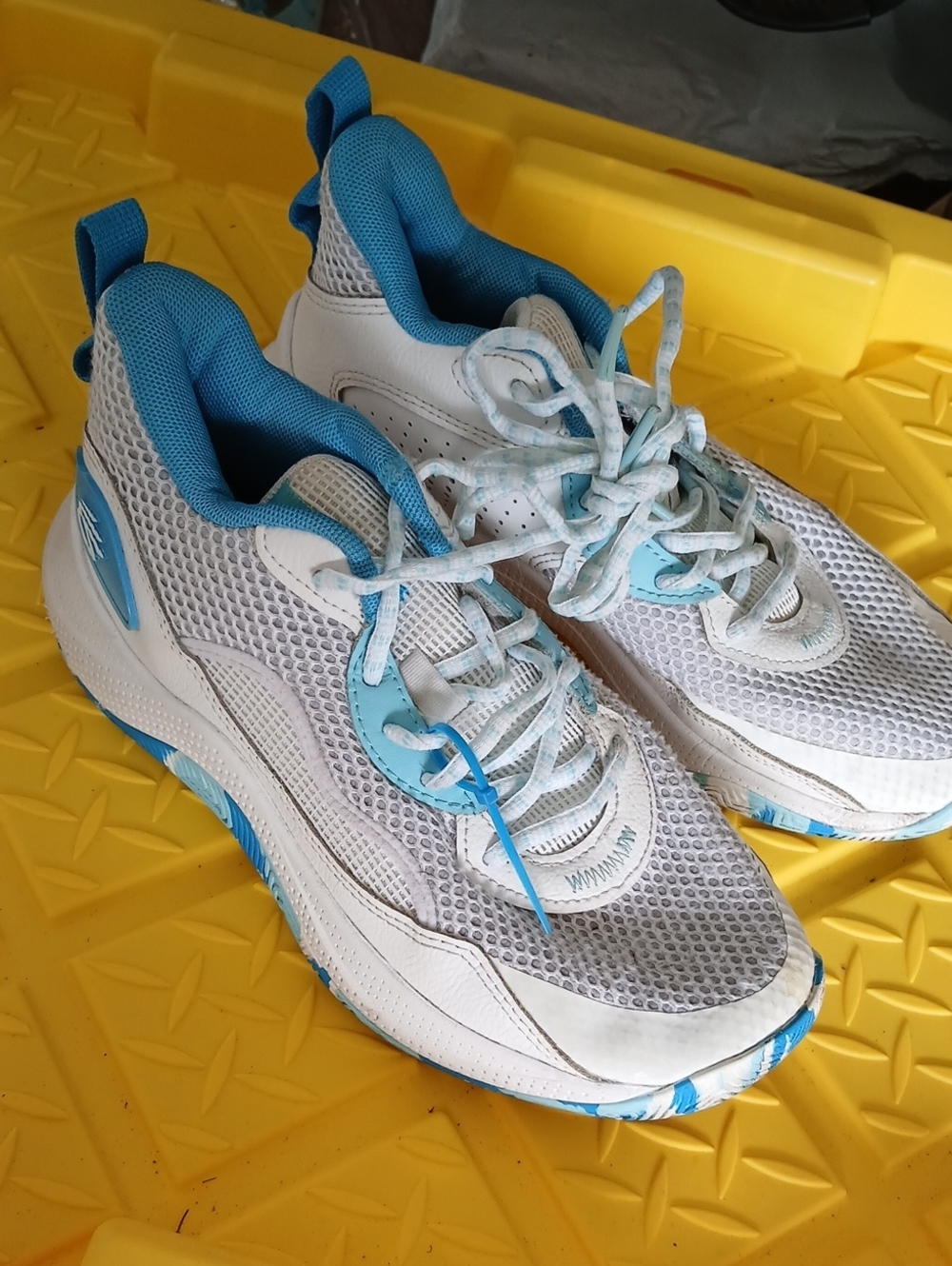 Under Armour White and Light Blue Women's Athletic Sneakers